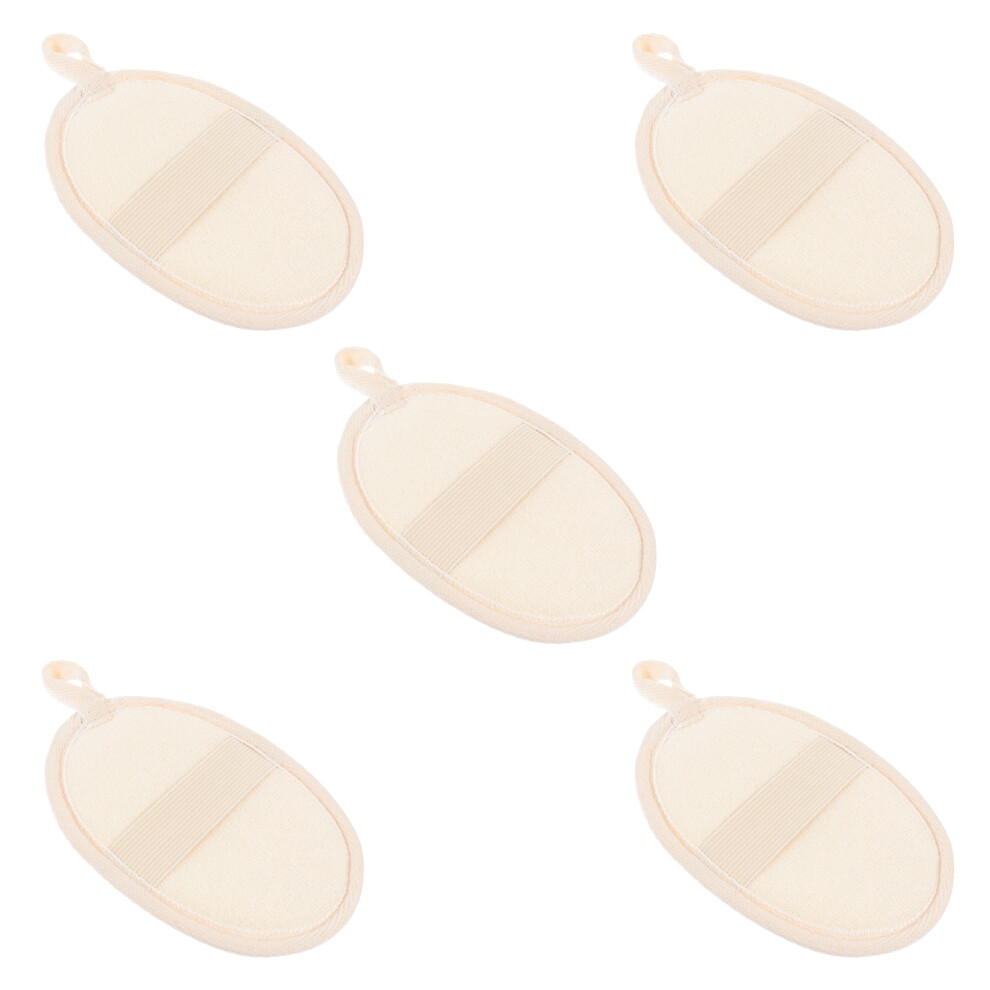 Ohphcall Beige 5Pcs Loofah Bathing Tools Durable Nylon Rope Body Scrub Towels