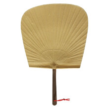1Pc Creative Handmade Bamboo Fan Golden Circular Paper Fan for Decor