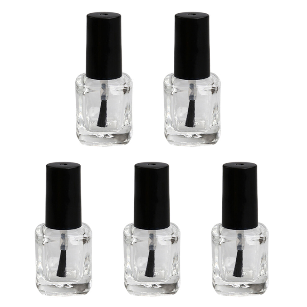 Totority 10Pcs 10Ml Clear Empty Square Nail Polish Bottles With Brush