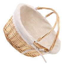 Willow Woven Storage Basket For Flower Girls Wedding With Liner