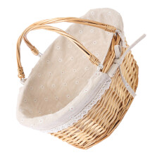 Handwoven Willow Flower Girl Basket Khaki Rustic Storage Basket