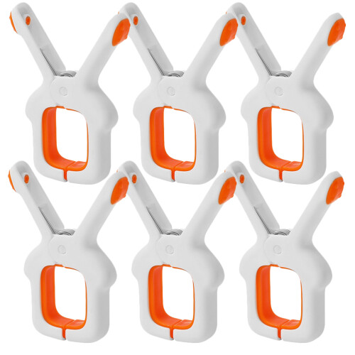 6Pcs White Beach Towel Clips Strong Windproof PP Clips for Pool Chairs