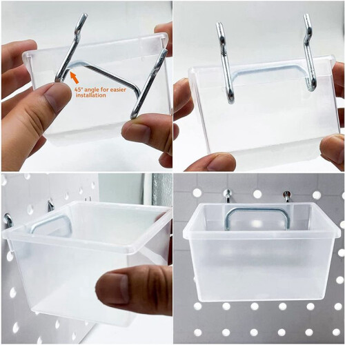 24 Pieces Pegboard Plastic Bins Kit - Pegboard Bins with Hooks - Pegboard Accessories Workbench Bins Fits to Peg Board 2