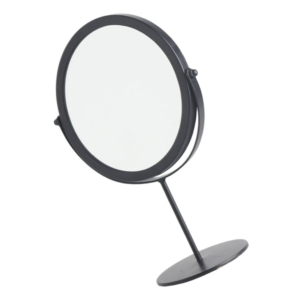 Villcase Black Elegant Round Makeup Mirror For Bedroom Desktop Use