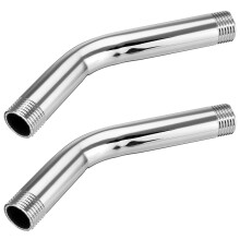 2pcs G1/2 Inch 15cm Wall Mounted Stainless Steel Shower Extension Angled Shower Arm Extra Pipe