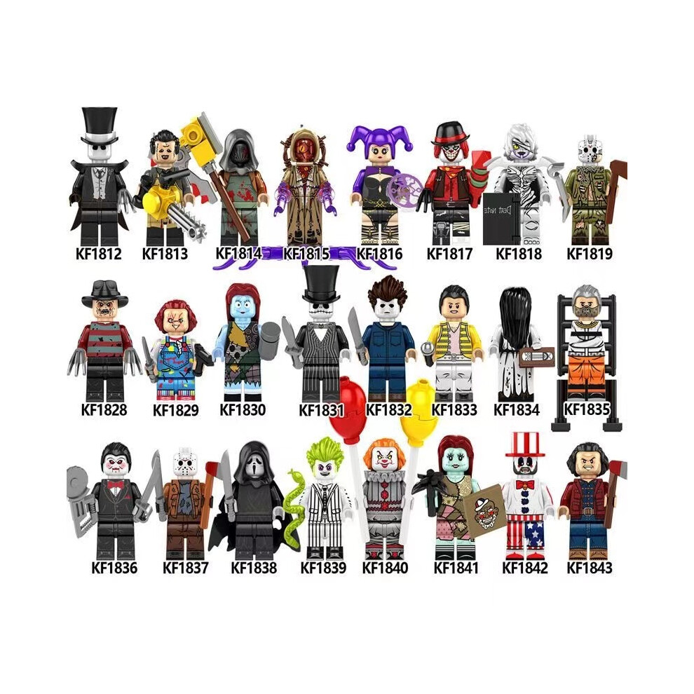 Bonxaif 24Pcs Halloween Minifigures Building Blocks Toy Fit Lego