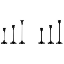 Taper Candle Holders Black Candlestick Set of 6 Candle Stick Long Holder for Fireplace Dining Table Home Decoration