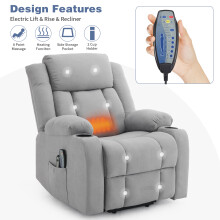 Electric Recliner Armchair 8 Point Heated Massage Sofa Arm Chair