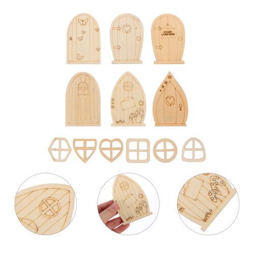48 Stuks Houten Feeëntuin Deuren Diy Uitsnijding Chips 2