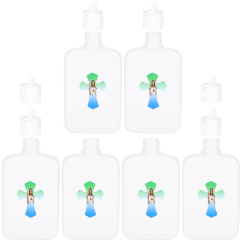 6Pcs Empty Holy Water Bottles Catholic Christian Cross Container