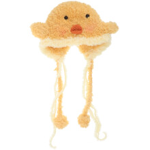 Yellow Warm Knit Hat for Kids Soft Acrylic Earflap Outdoor Hat