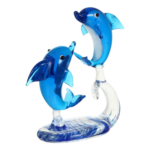 3Pcs Blue Glass Dolphin Figurines Desktop Decoration Durable Gift