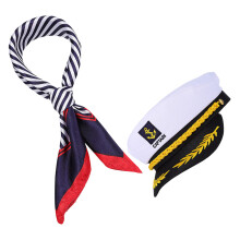 Sailor Hat And Scarf Set Nautical Costume For Men Women Captain Cap