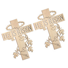 4Pcs Easter Wooden Cross Hanging Decor Khaki DIY Wreath Accessory