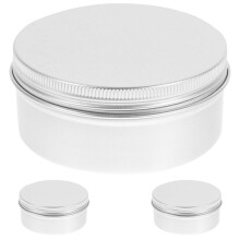 3pcs metal round aluminum storage boxes with lids for soap