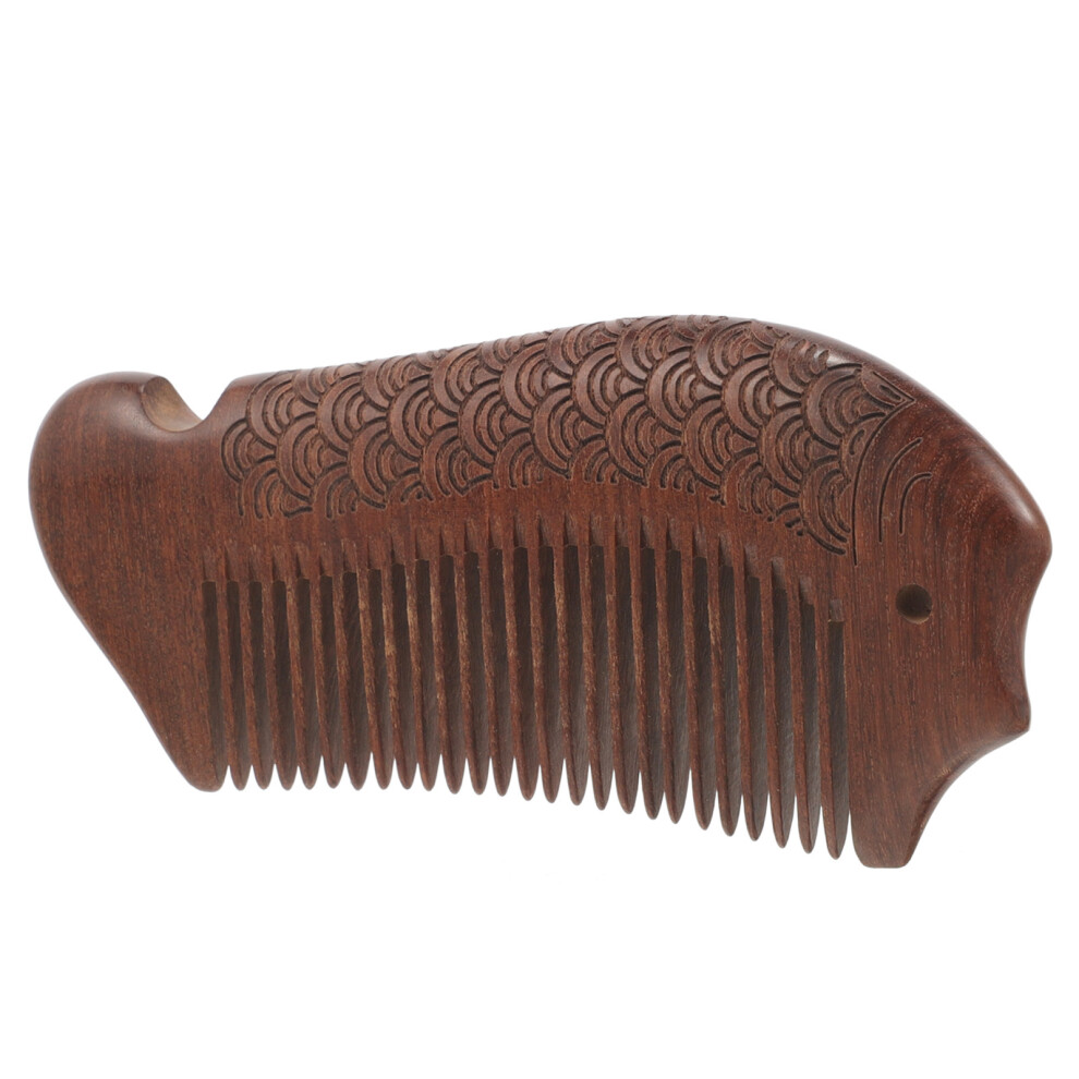 Artibetter Unisex Brown Wood Comb Fine Tooth Hair Detangling Travel Use 1Set