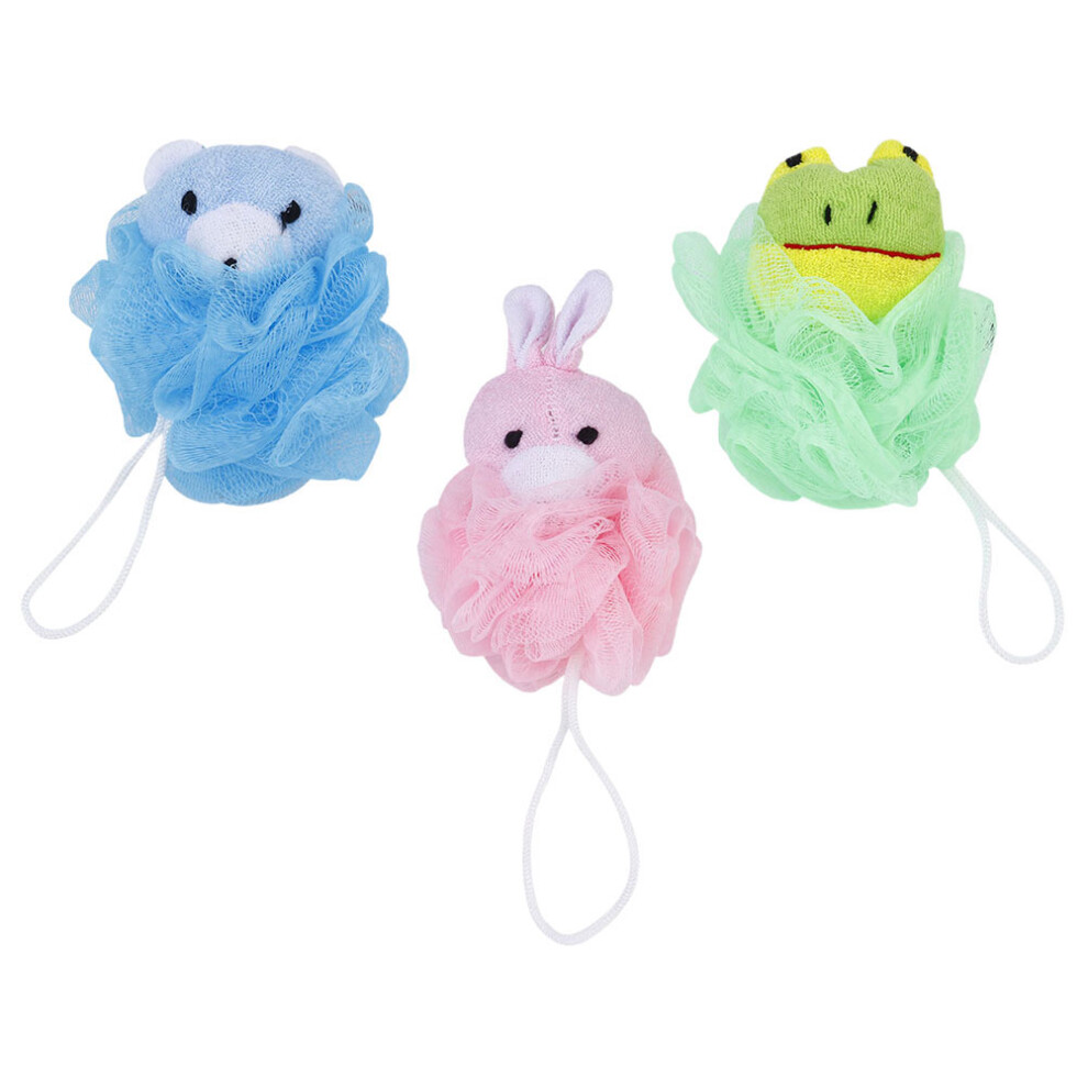Totority 3Pcs Cartoon Durable Shower Balls Bath Bubble Nets Spa Puff Scrubber