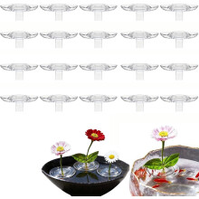 Floating Flower Holders 20pcs Clear Acrylic Floating Floral Arrangement Bowl Stem Support for Centerpieces