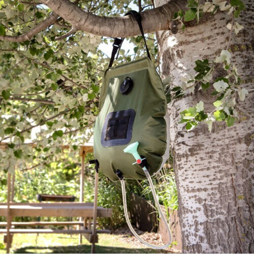 20L Solar-Duschtasche für Camping oder Garten – Khakigrün – Linxor 2