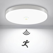 12W 6500K White LED Ceiling Light with Motion Sensor for Balcony, Hallway, Garden, Garage, Indoor Staircase