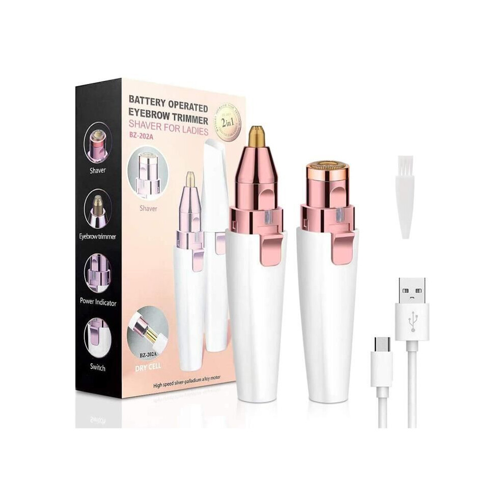Aihontai White Women's Electric Eyebrow Epilator And Razor - 2-In-1 Facial Epilator For Women By Am D. (White)