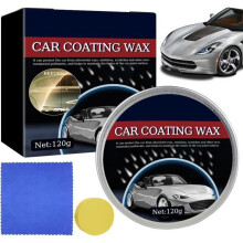 Carnauba car wax, 120g, with 1 sponge and 1 microfiber cloth. Suitable for all types of painted vehicles.
