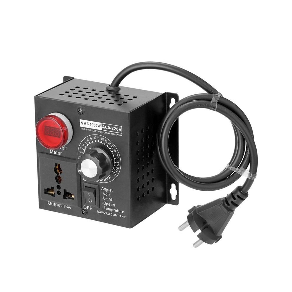 4000W Compact Variable Voltage Controller Portable Scr Voltage Regulator For Speed Temperature Adjustment Eu Plug 4712743957577