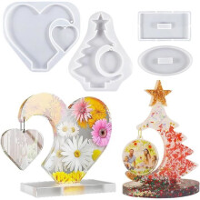 Epoxy resin mold, 2 Pcs Epoxy Resin Molds, Silicone Photo Frame for Resin, Heart Shape Silicone Frame Mold