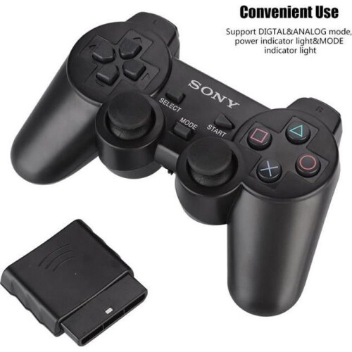 Kabelloser Gamecontroller für PS2 – 2,4 GHz 8M Dual Vibration – Schwarz