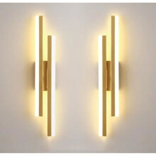 2-pack LED-wandkandelaars voor binnen, 16W, moderne wandlamp met 3 kleurtemperaturen, voor slaapkamer, woonkamer, hal, trap, goud