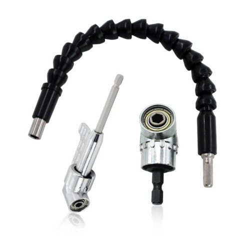 Right angle drill bit and flexible angle extension kit, 105 Degree Hexagonal 1/4" Angle Screwdriver Attachment for Drill