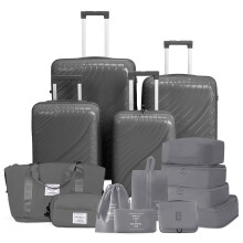 4PCS Travel Suitcase Luggage Set w/ 2 Handbags & 8 Piece Toiletry Kit