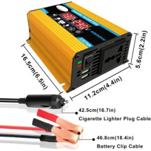 4000 W 12 V auf 220 V – 110 V Dual-USB-LED-Auto-Stromrichter, modifizierter Wellenwechselrichter, Schwarz, 12 V auf 220 V