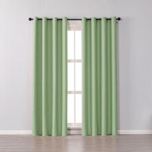 Set of 2 Thermal Blackout Curtains with Solid Eyelets, Window Decoration for Bedroom, 100 x 200 cm, Green
