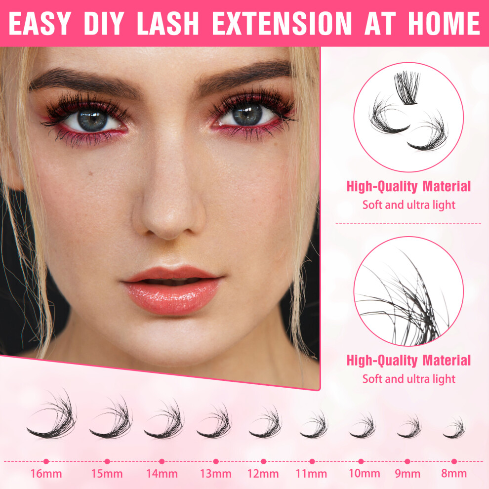 Hue-Grain 8-16Mm Diy Eyelash Clusters For Girls Night Out