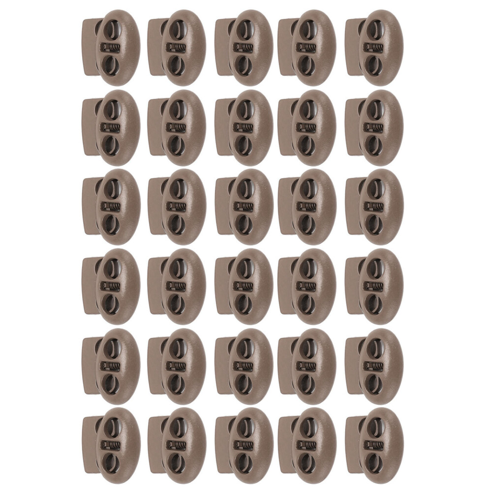 Metal Cord Lock 30Pcs Zinc Alloy Double Hole For Tent Backpack And Laces Khaki 9461388646326