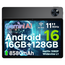 DOOGEE Newest Android 16 Tablets, U11 11 Inch Tablet with Gemini AI, 16GB+128GB/2TB, 8580mAh, Unisoc T7200