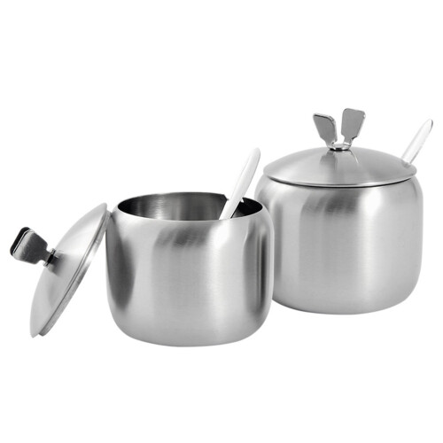 Pote De Aço Inoxidável Para Temperos E Sal, Espesso, Com Alça V 8,5 Cm