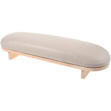 Manicure Arm Rest Cushion I Trä Och Läder För Nagelsalong Khaki