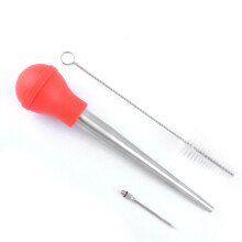 4 pcs stainless steel turkey baster set with silicone brush