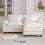 Living And Home Chenille Sectional Sofa with Ottoman and Lumbar Pillows, White 2