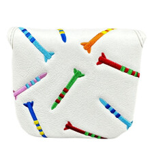 Magnetic  Putter Cover PU Mallet Putter Cover Portable Magnetic Closure   Cover White
