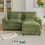 Living And Home Chenille Sectional Sofa with Ottoman and Lumbar Pillows, Green 2