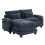Living And Home Chenille Sectional Sofa with Ottoman and Lumbar Pillows, Dark Blue 3