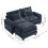 Living And Home Chenille Sectional Sofa with Ottoman and Lumbar Pillows, Dark Blue 6