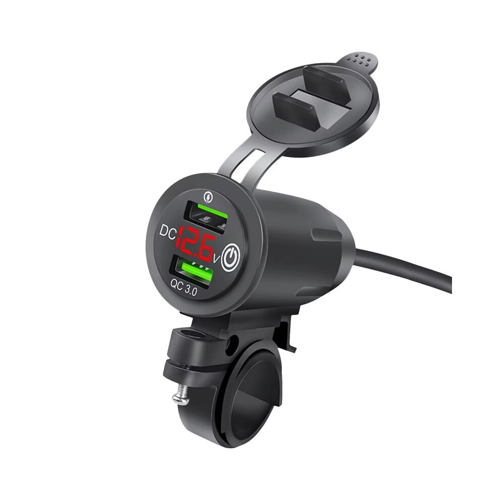 Rider Handlebar Rack Car Charger Dual Usb Car Charger Socket Fast Charge Qc3.0 Motorcycle Charger With Voltage Display A 4711359361891