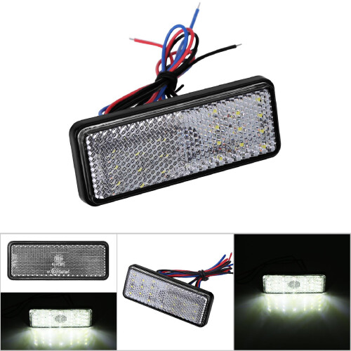 Universal Rectangle LED Tail Brake Light for Motorcycle, 12V, White