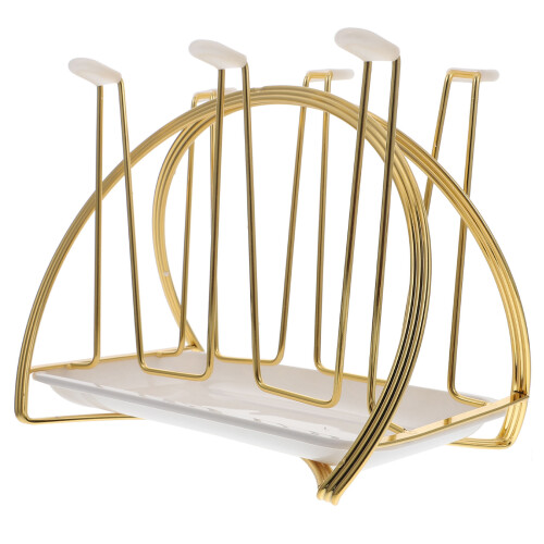 2Pcs Household Golden Iron Cup Organizer Rack Space-Saving Design