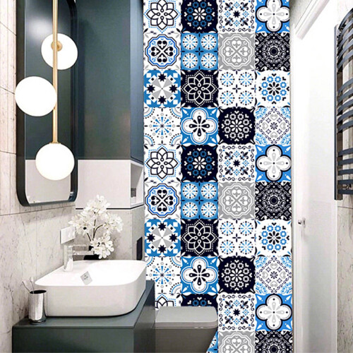 64Pcs Mediterranean Tile Sticker 10cm Removable 2