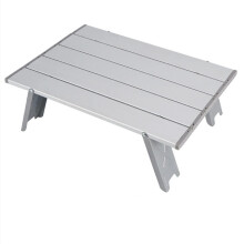 Ultralight Aluminum Camping Table, Foldable Mini Picnic and BBQ Table for Outdoor Travel, Easy Setup (Silver)